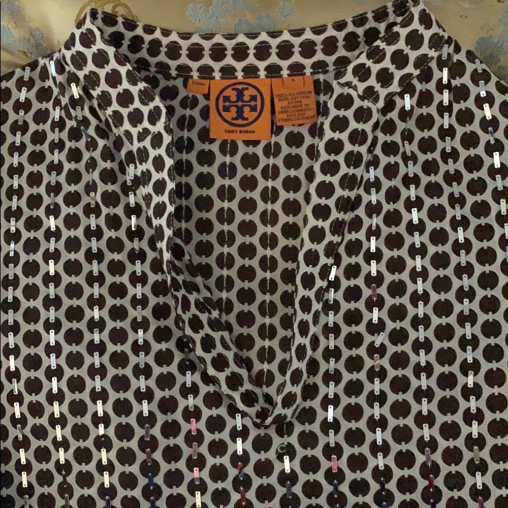 TORY BURCH Shirt Embellished Long Sleeved Size 6 - Picture 10 of 13